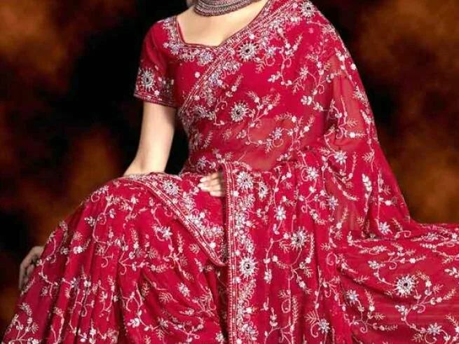 Latest beautiful Indian bridal and all type saree for womens Latest beautiful Indian Bridal saree for womens image 2 by Muslimblog.co .in Latest beautiful Indian bridal and all type saree for womens