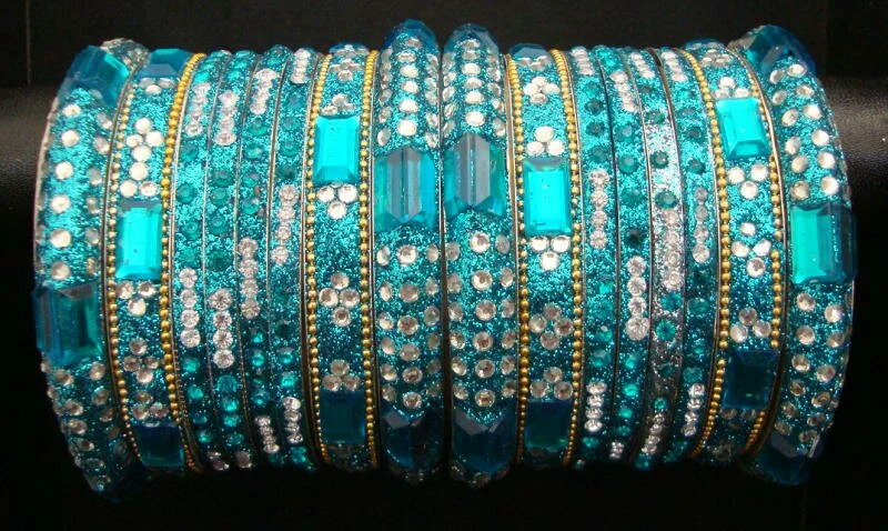 Beautiful wedding bangles, bridal wear photo gallery Sky blue Handcrafted Lac Bangle Set Beautiful wedding bangles, bridal wear photo gallery