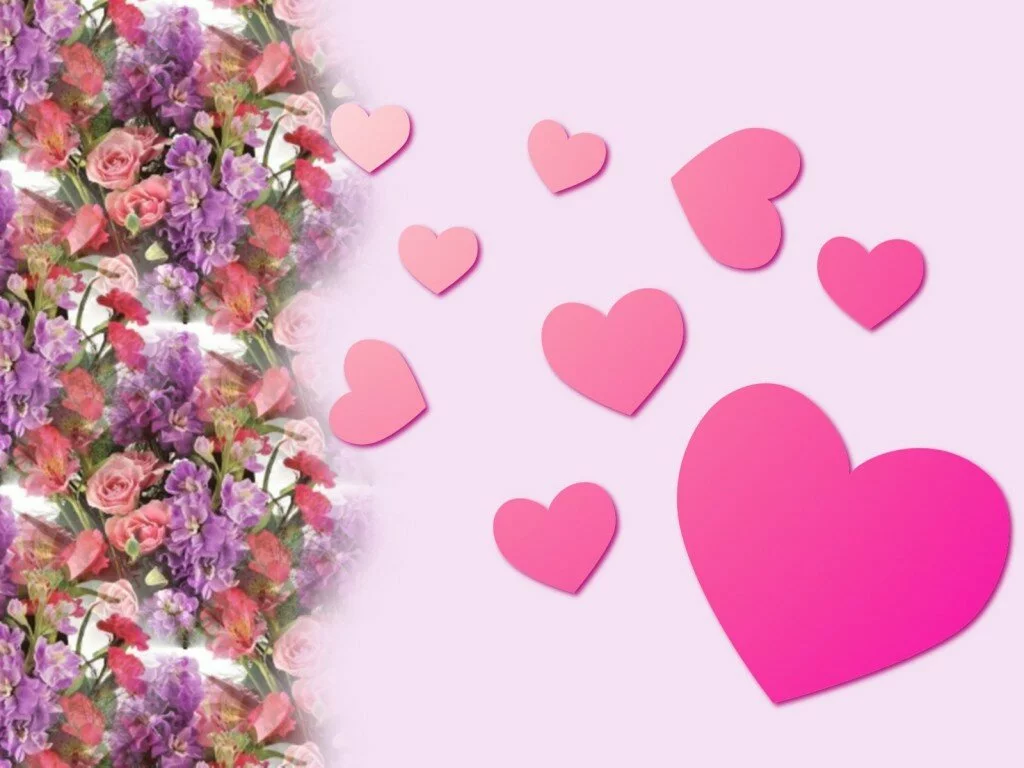 valentine pink hearts wallpaper1 1024x768 Beautiful pink flowers wallpapers