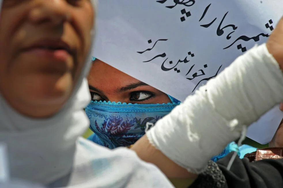 Activists of Muslim Khawateen Markaz MKM shout anti Indian and anti government slogans during a protest in Srinagar by muslimblog.co .in  India Kashmiri muslim womens protests